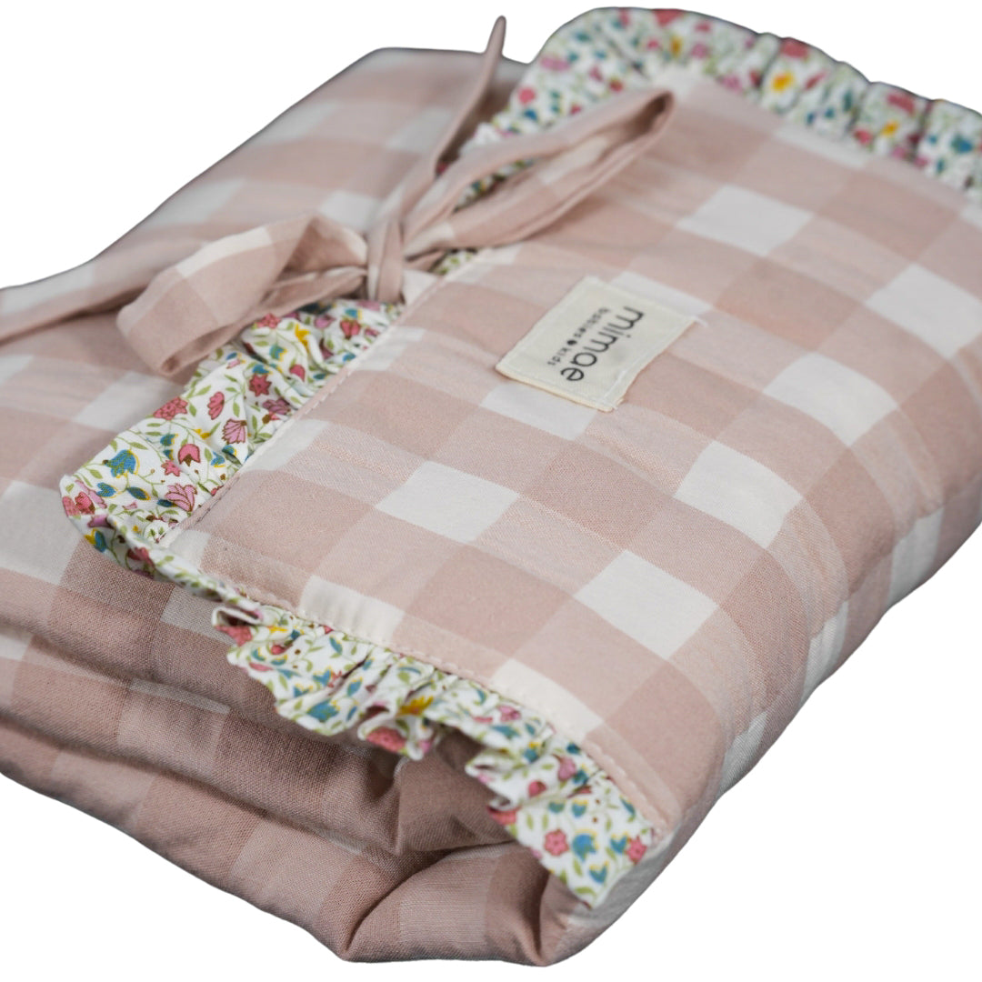 Cambiador Vichy rosa con volante Olivia