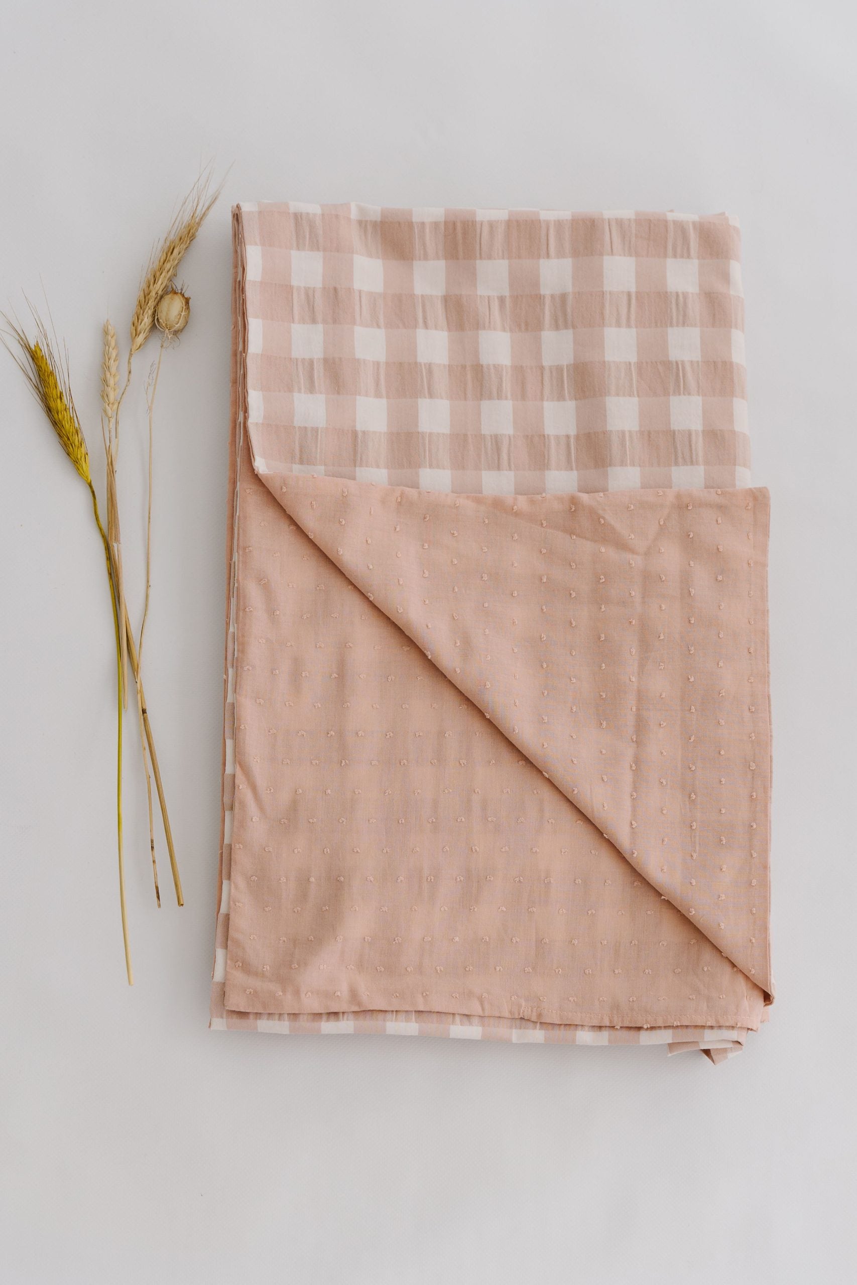 Funda Nórdica Cama Vichy rosa + plumeti rosa