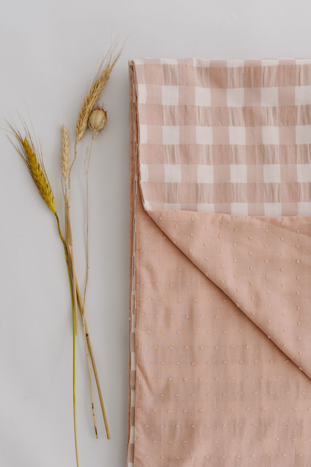 Funda Nórdica Cama Vichy rosa + plumeti rosa