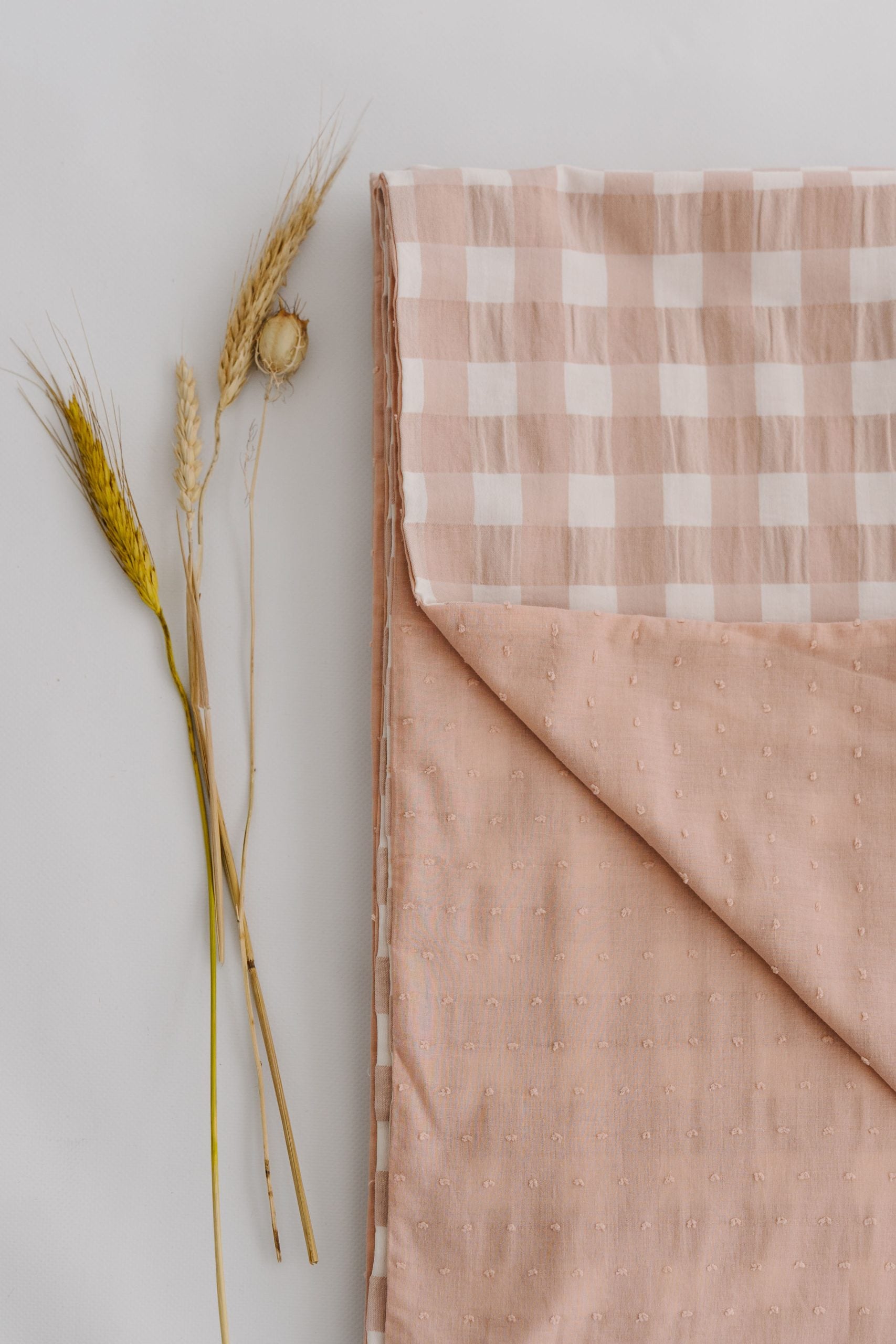 Funda Nórdica Cama Vichy rosa + plumeti rosa