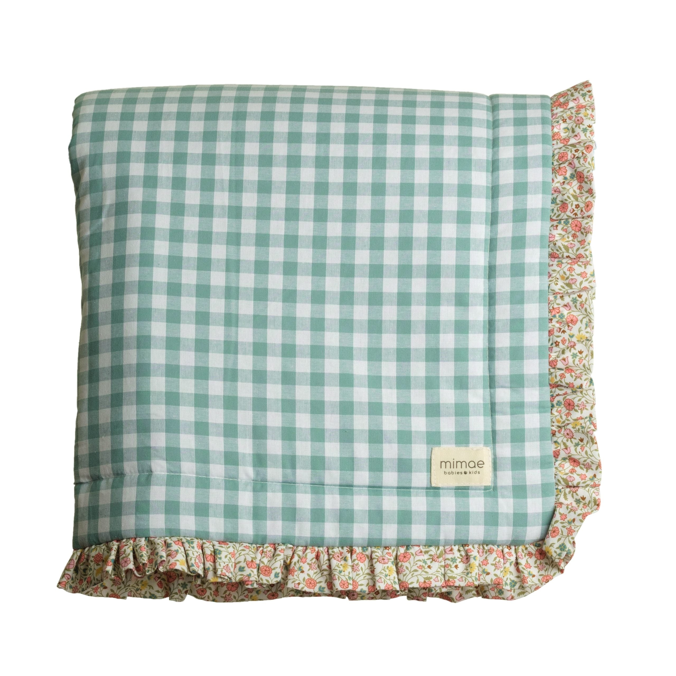Manta Vichy menta con volante Olivia