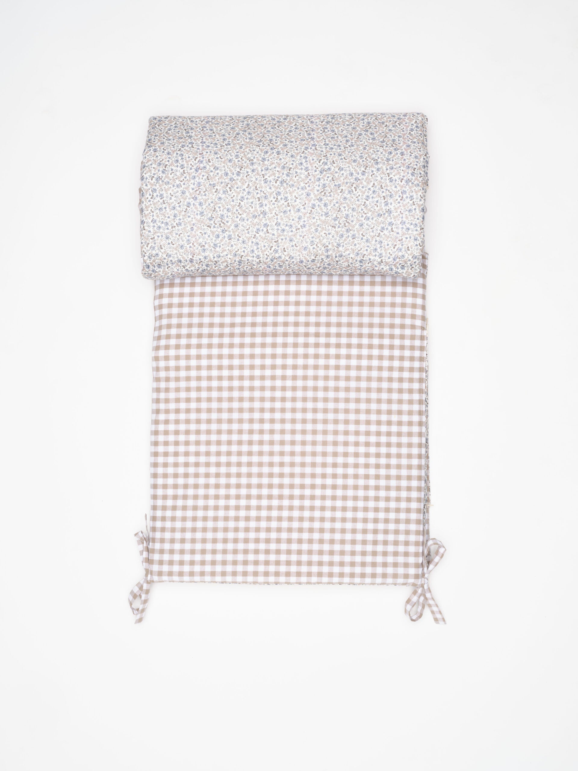 Juego de chichonera y funda nórdica Luken y vichy beige