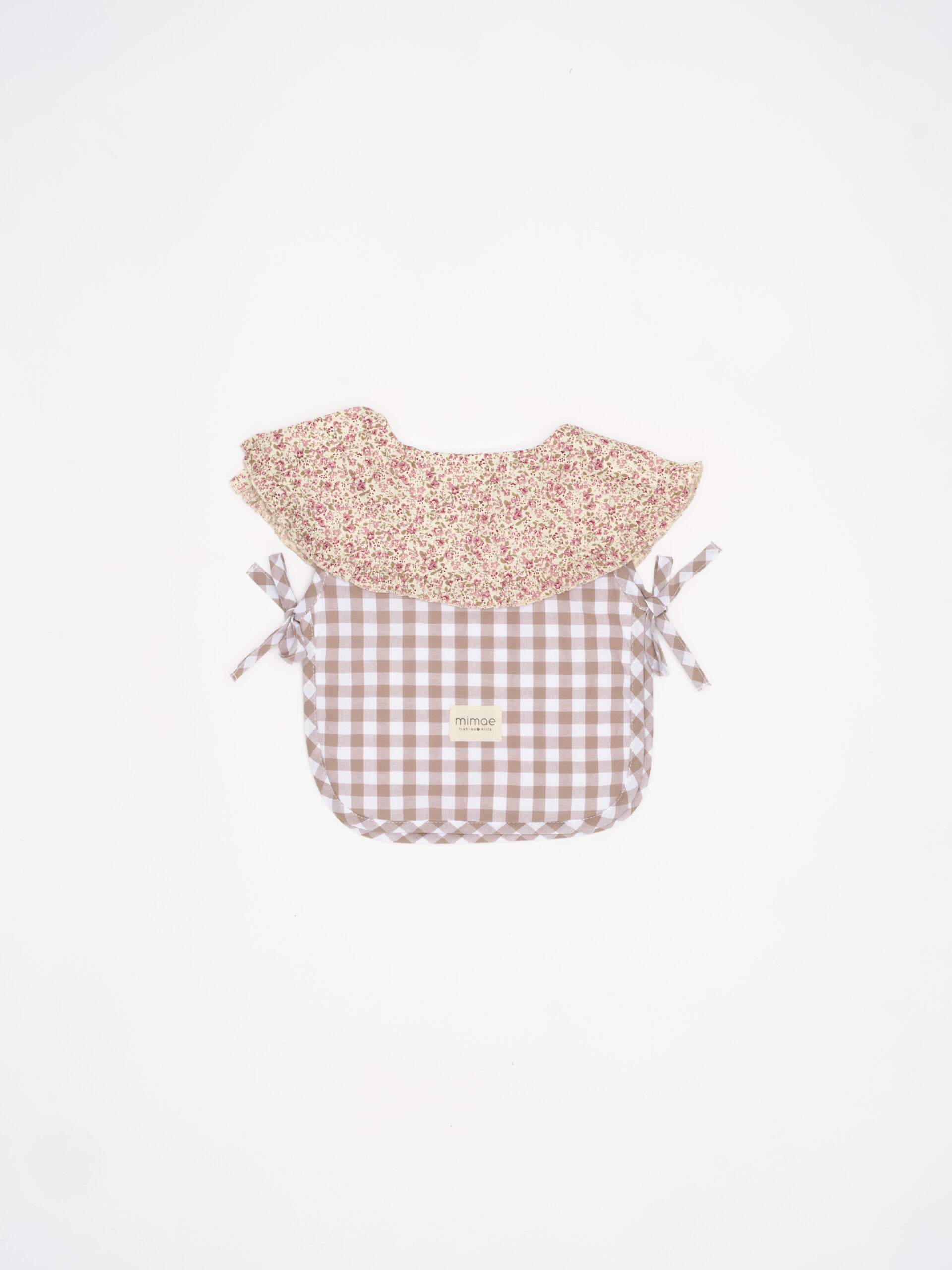 Babero volante cuello Nikole & vichy beige