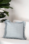 Funda Cojín 50x50 con volante Vichy menta