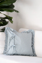 Funda Cojín 50x50 con volante Vichy menta