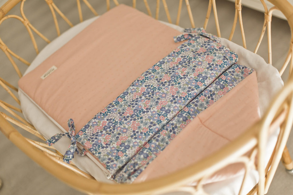 Saco Capazo Mara Azul y Plumeti Rosa