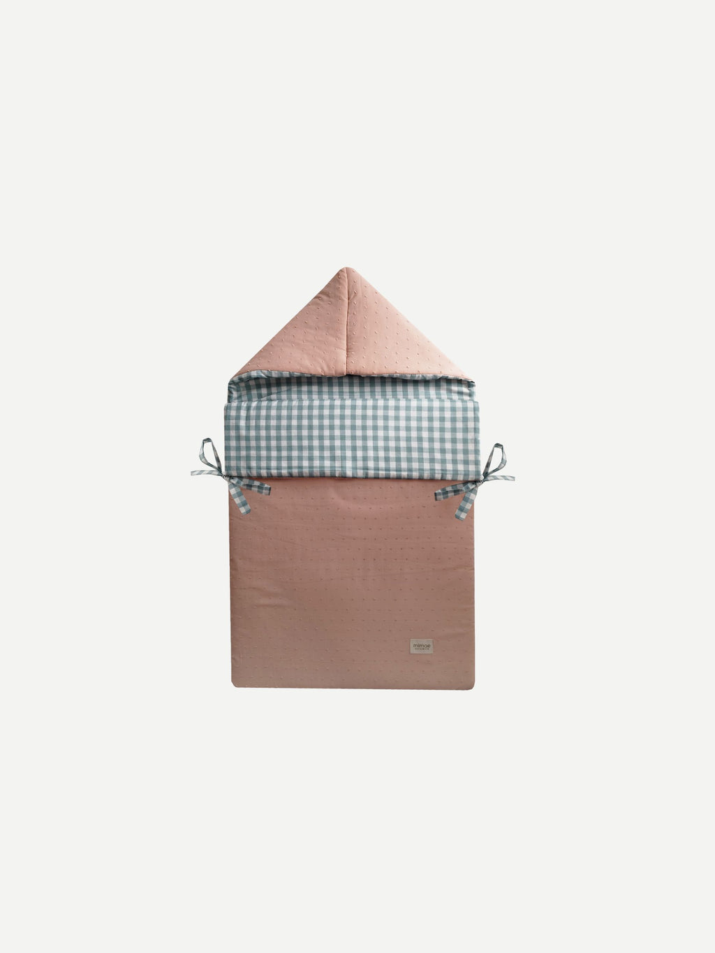 Saco Capazo Vichy Menta y Plumeti Rosa