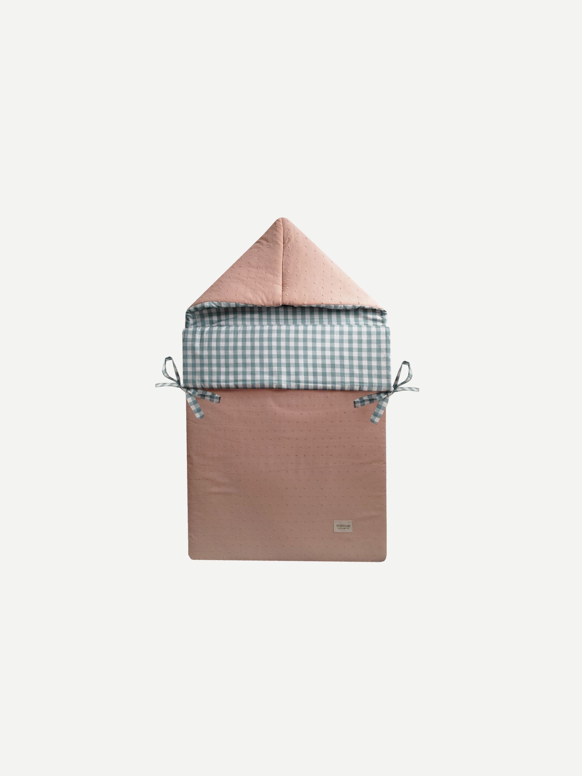 Saco Capazo Vichy Menta y Plumeti Rosa