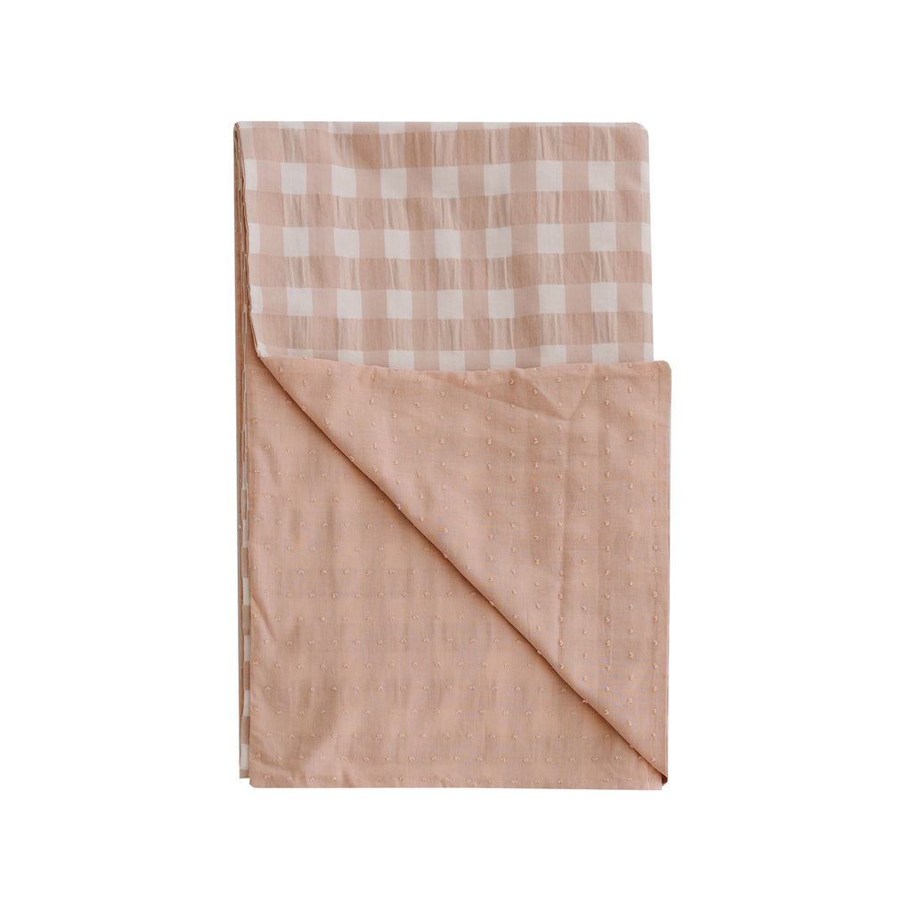 Funda Nórdica Cama Vichy rosa + plumeti rosa