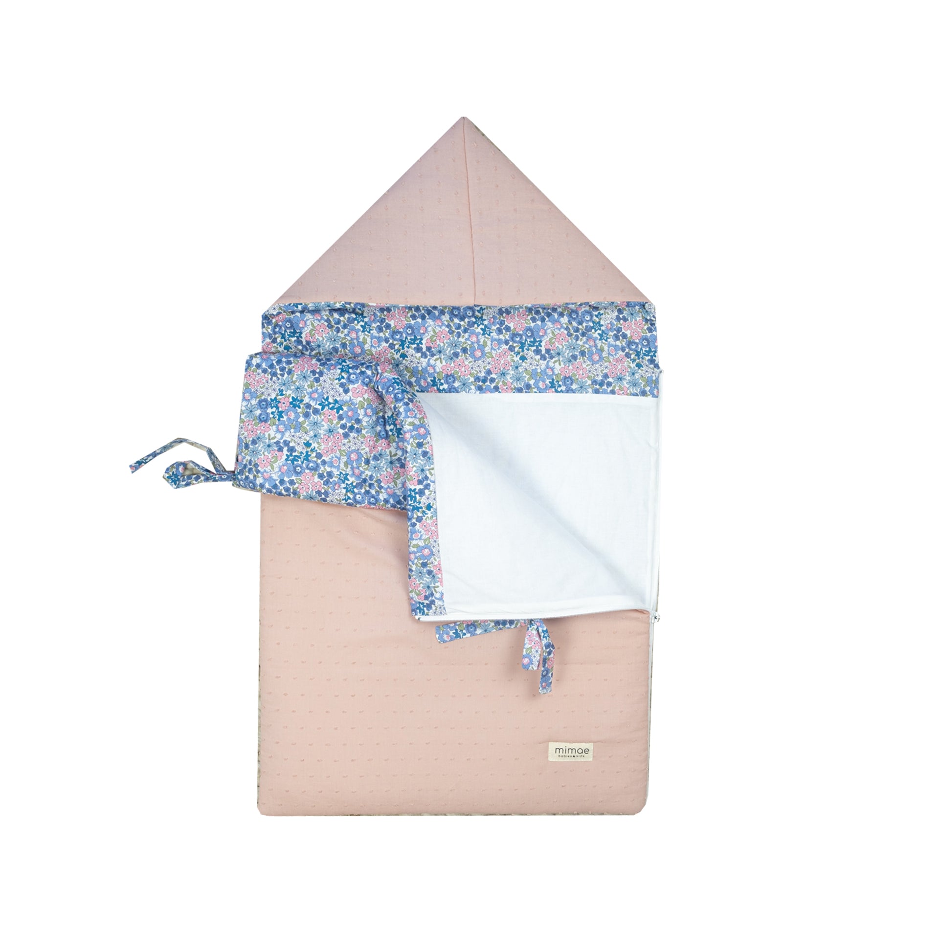 Saco Capazo Mara Azul y Plumeti Rosa