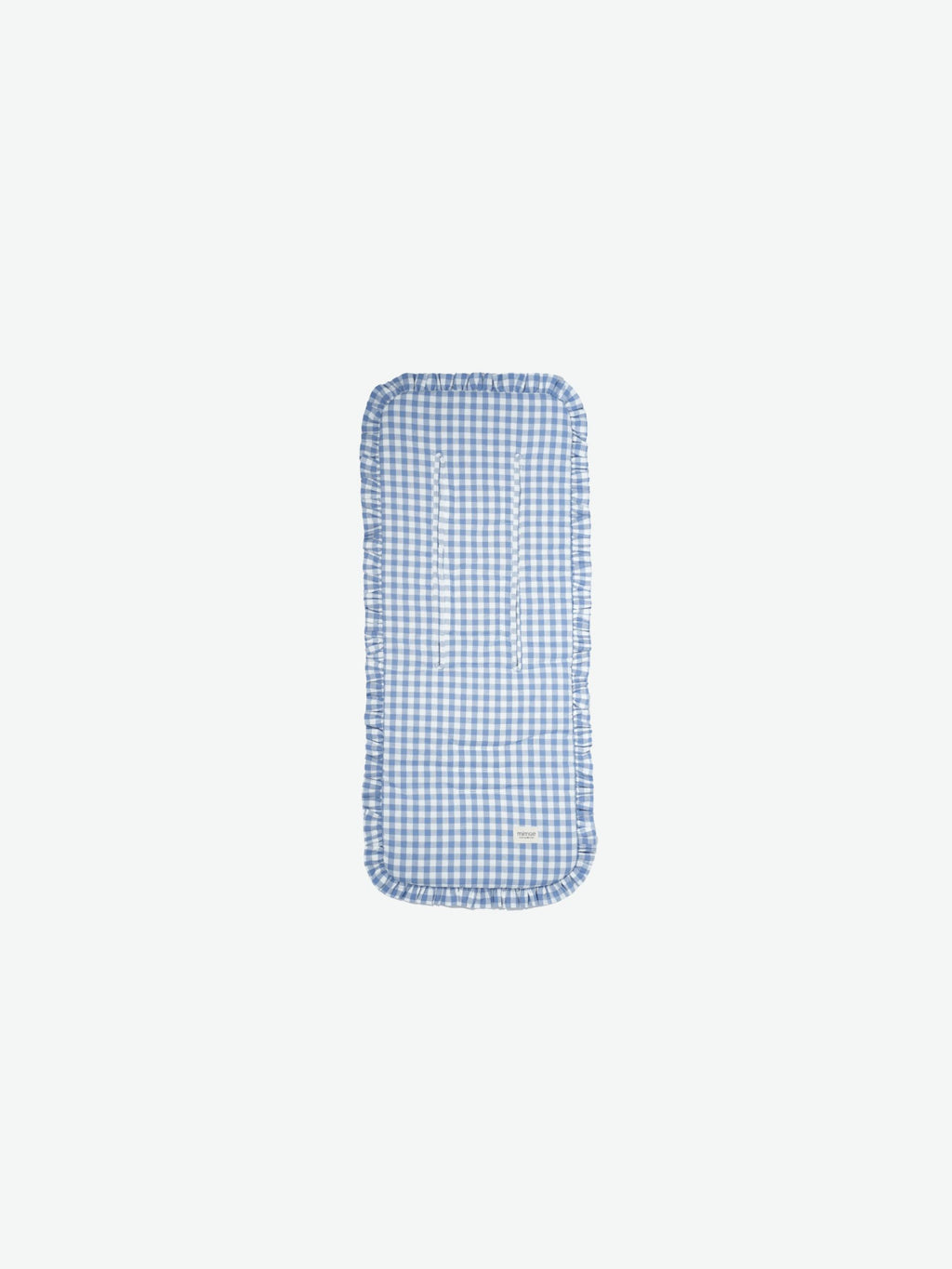 Colchoneta con volante vichy azul